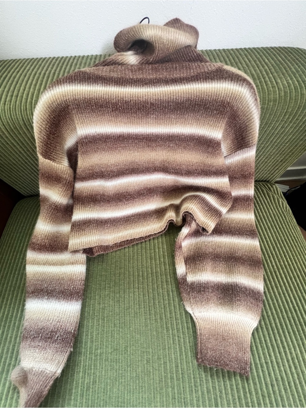 12th Tribe Brown and Cream Ombre Cowl Neck